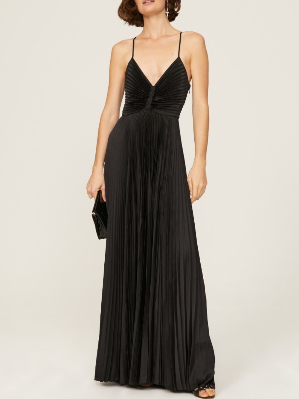 alc black maxi dress A.L.C. | Dresses | Alc Aries Satin Pleated Tie Back Size Black Strapless Jumpsuit | asymmetrical silhouette skims the Q2a Color:Black and Dark Navy